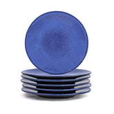 Quarter Plates Set Of 6, Blue Reactive Luxury Series | Stoneware Snacks Plates Set Of 6 | Dessert Plates - Snack Plates | Small Plates With Glossy Finish - Microwave Safe & Dishwasher Safe